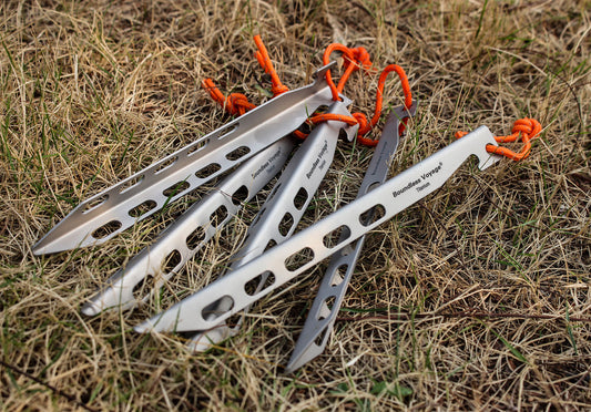 Boundless Voyage 8pcs TA1 Titanium Tent Stakes – Ultralight Camping Pegs & Nails for Tents, Awnings & Canopies