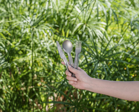 Boundless Voyage TA1 Titanium Knife, Spoon & Fork Set – Ultralight Portable Cutlery for Camping, Hiking, Travel & Outdoor Meals