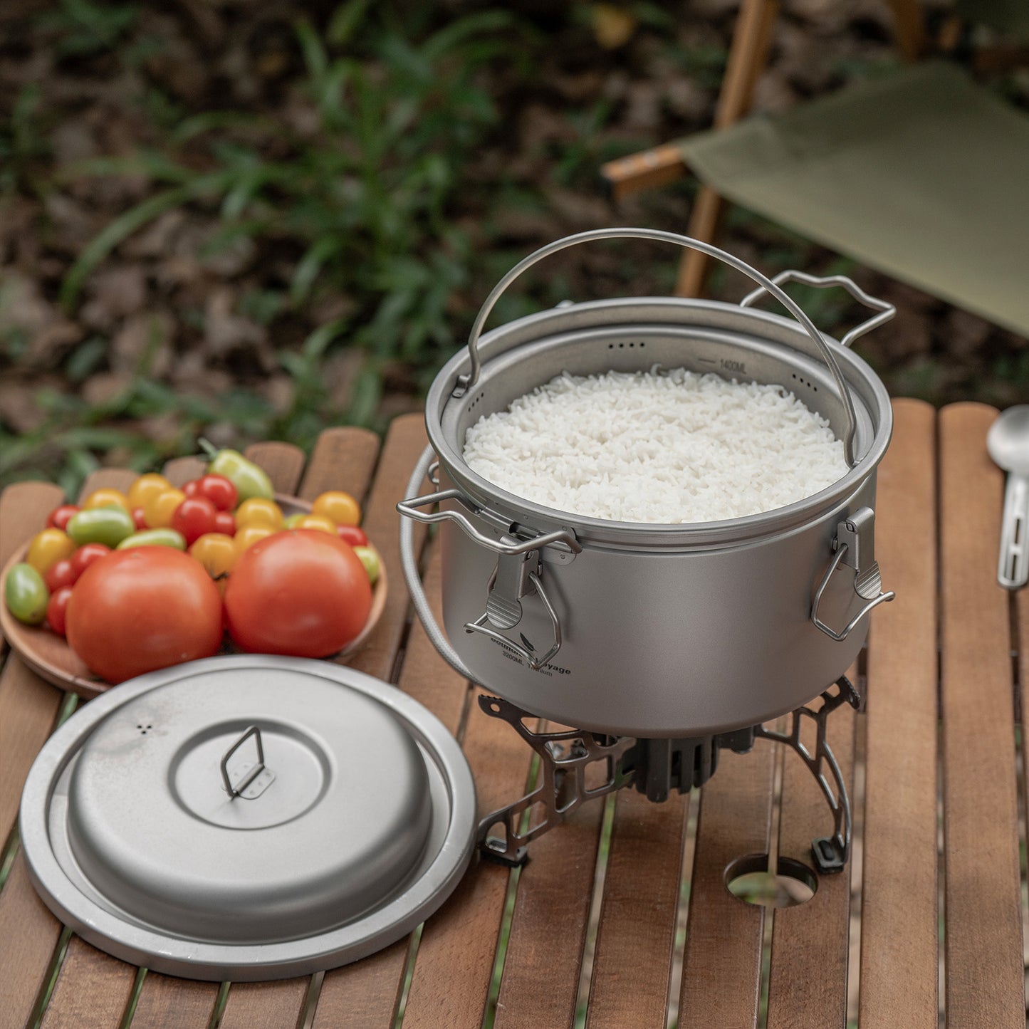 Boundless Voyage Titanium Camping Pot 3.2L  Ultralight Multifunctional Rice Cooker with Perforated Inner Liner for Hiking  Travel