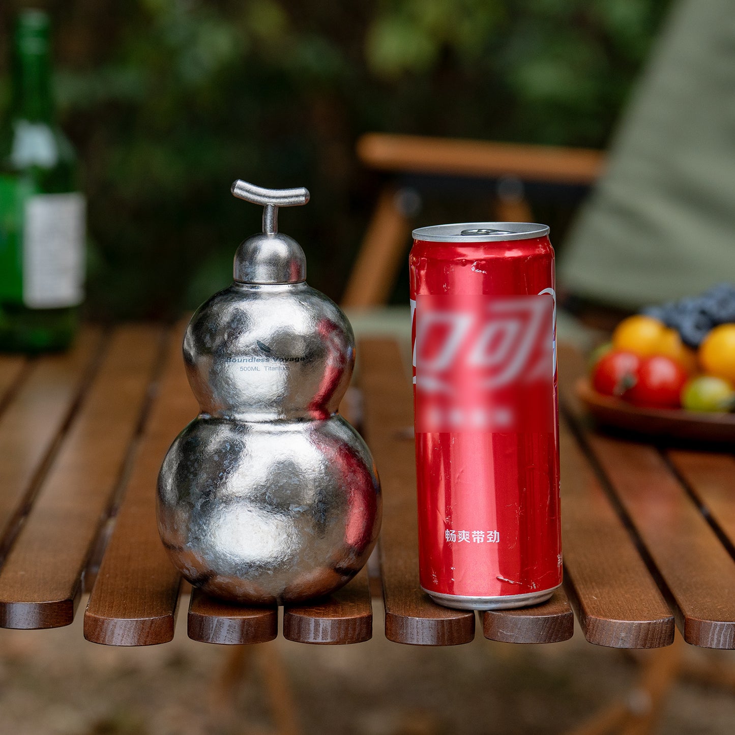 Boundless Voyage Premium Titanium Gourd Flask  | 500ml Crystallized Ice-Texture Canteen | Ultralight & Rustproof Alcohol Drinkware for Hiking & Camping