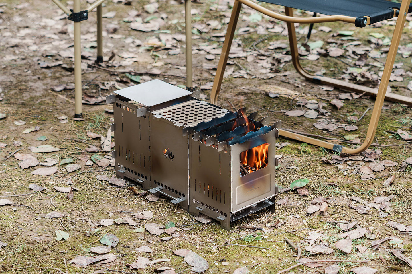 Boundless Voyage Titanium Wood Stove Ultralight Camping Charcoal Burner for Backpacking Hiking & Outdoor Cooking