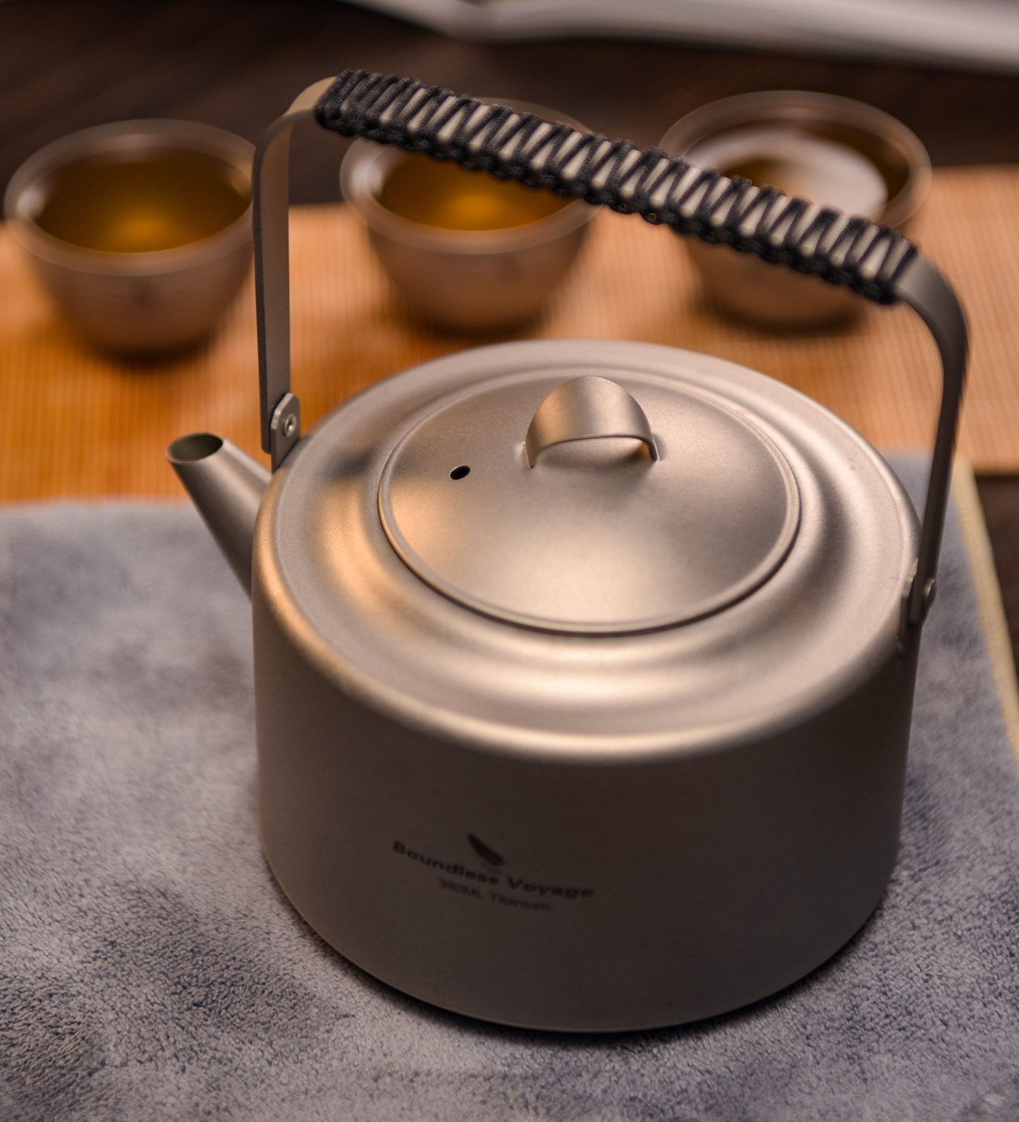 Boundless Voyage 380ml Ultralight Titanium Teapot | 122g Portable Mini Kettle with Filter & Foldable Lifting Handle | Camping & Hiking
