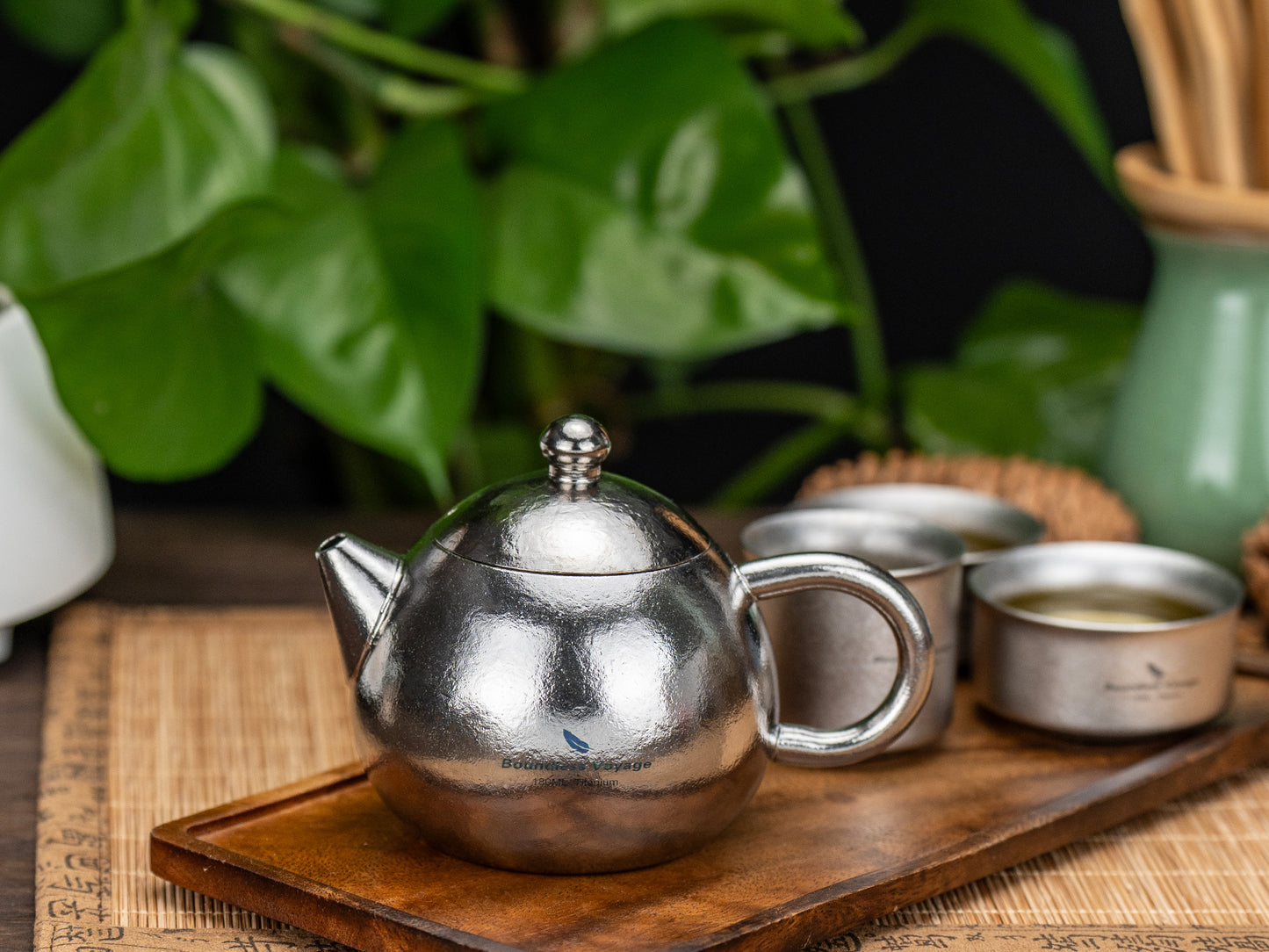 Boundless Voyage Titanium Teapot Set 180ml – Ultralight Tea Set with 3  30ml Cups for Camping, Travel & Home Tea Brewing
