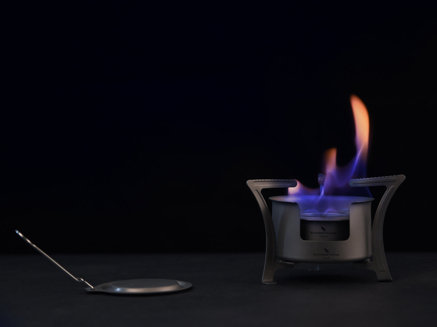 Boundless Voyage Titanium Alcohol Stove with Pot Stand – Ultralight Camping Burner Set for Backpacking, Hiking & Outdoor Cooking