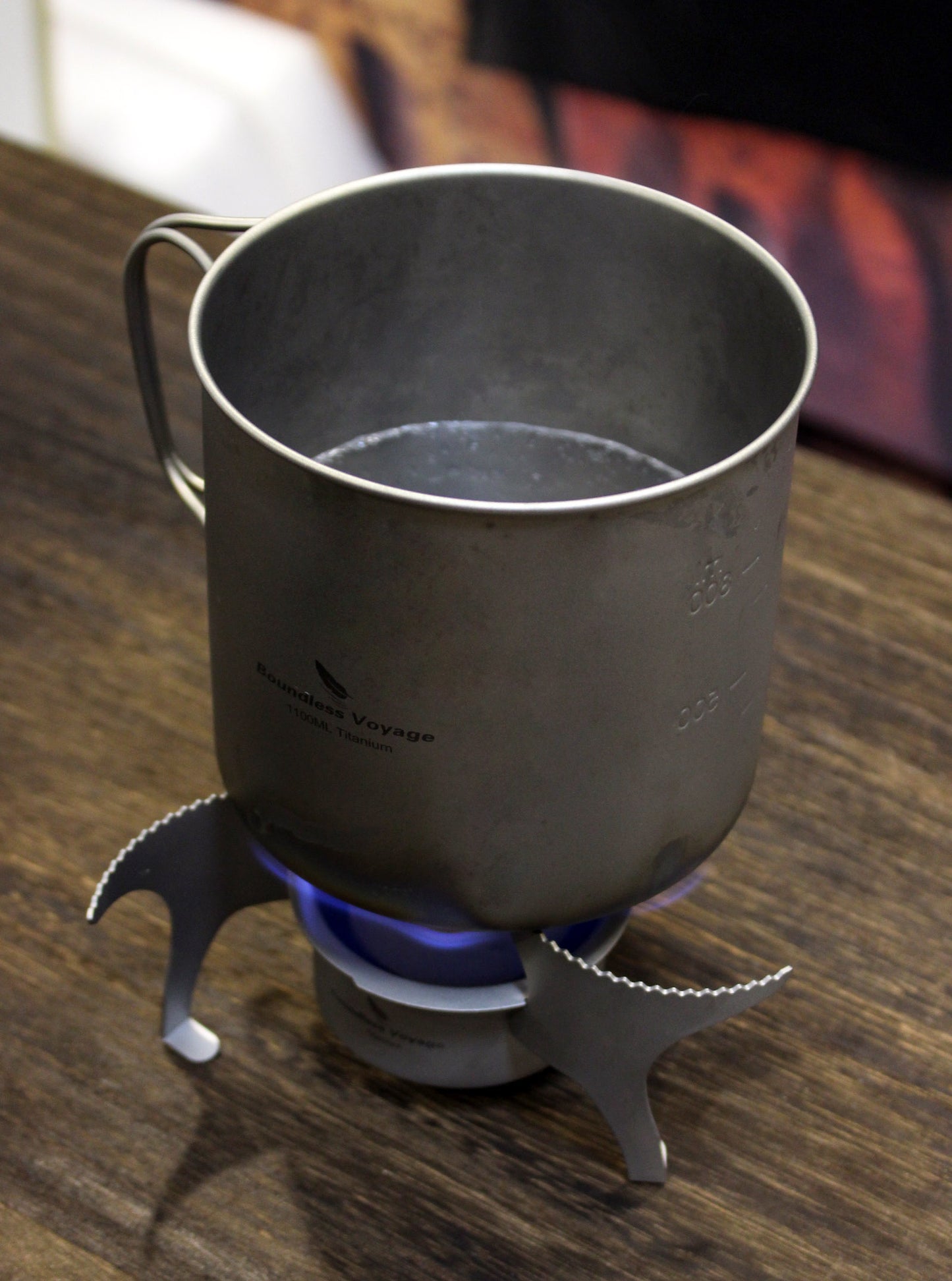 Boundless Voyage Titanium Alcohol Stove with Foldable Stand – Ultralight Spirit Burner for Camping, Backpacking & Outdoor Cooking