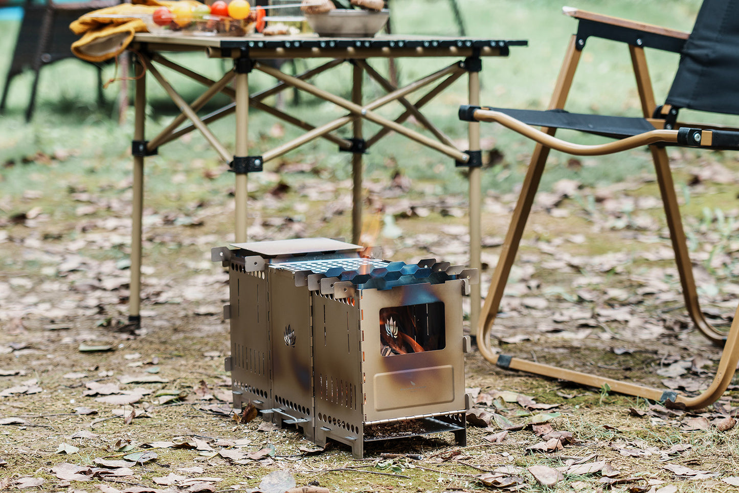 Boundless Voyage Titanium Wood Stove Ultralight Camping Charcoal Burner for Backpacking Hiking & Outdoor Cooking