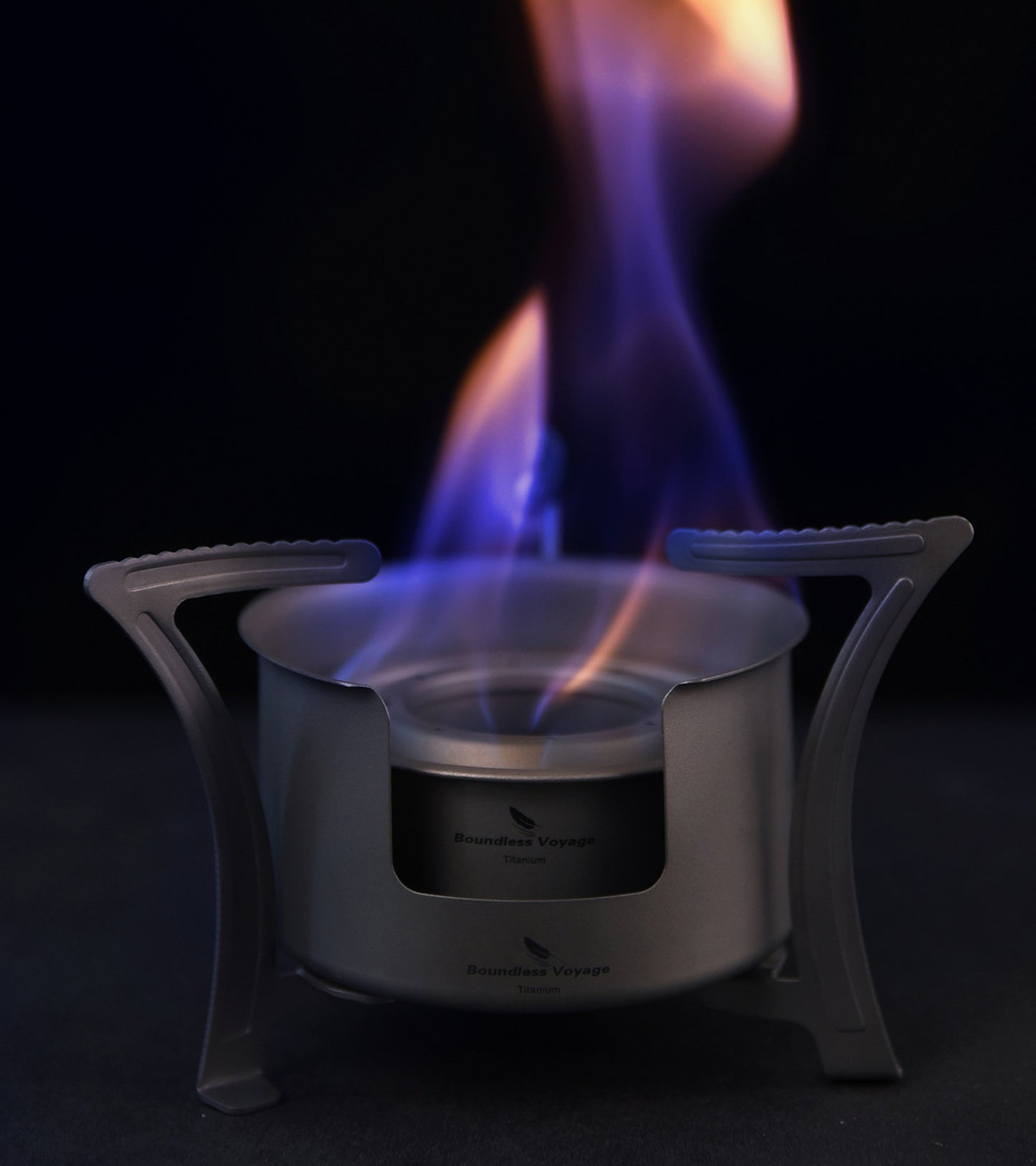 Boundless Voyage Titanium Alcohol Stove with Pot Stand – Ultralight Camping Burner Set for Backpacking, Hiking & Outdoor Cooking