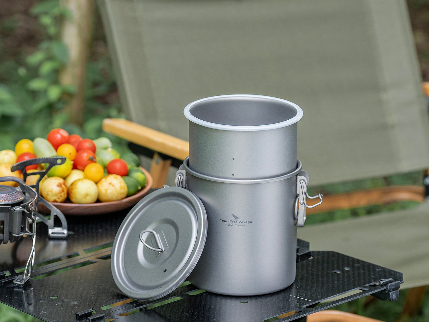 Boundless Voyage Titanium Rice Cooker Pot Ultralight Camping Cookware for Hiking & Travel