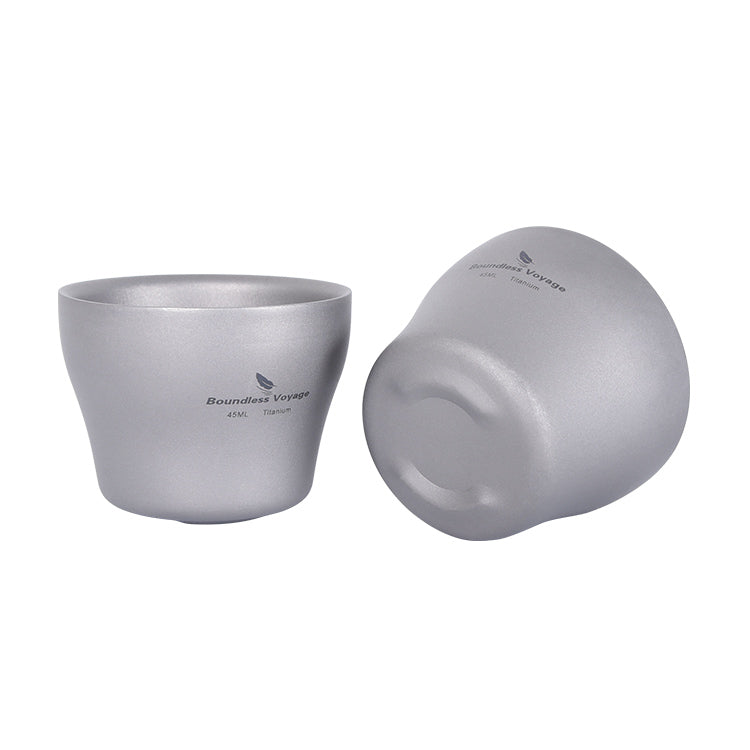 Boundless Voyage Titanium Double-walled Tea Mug with Strainer Shot Glass Outdoor Camping Portable Coffee Cup Set