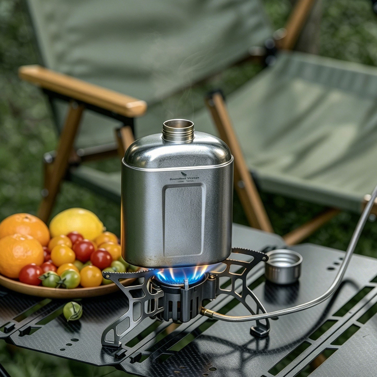 Boundless Voyage 1100ml TA1 Titanium Water Bottle – Single Wall Open-Fire Canteen with Leakproof Lid & Carry Sleeve for Camping & Outdoor Survival