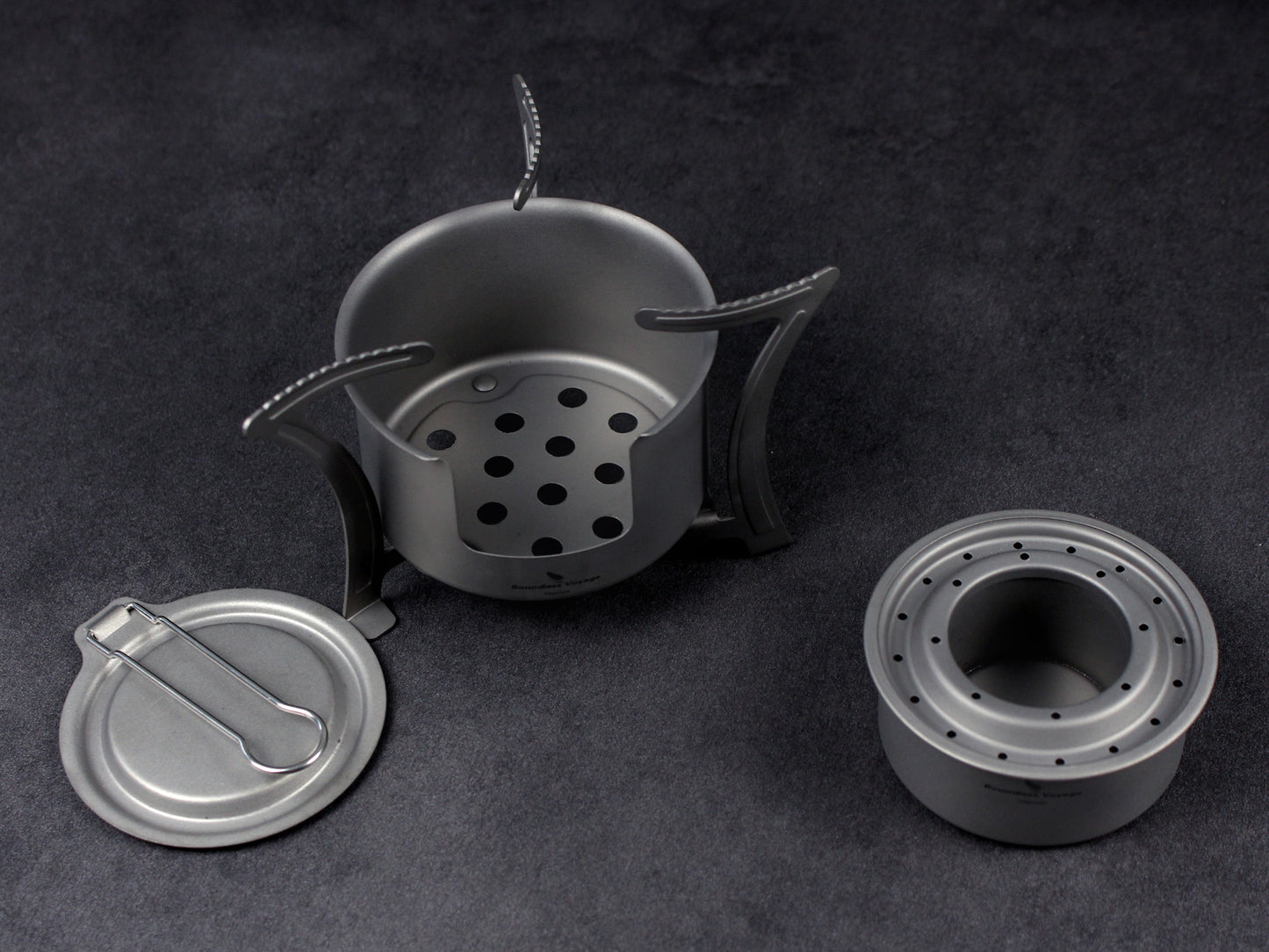 Boundless Voyage Titanium Alcohol Stove with Pot Stand – Ultralight Camping Burner Set for Backpacking, Hiking & Outdoor Cooking