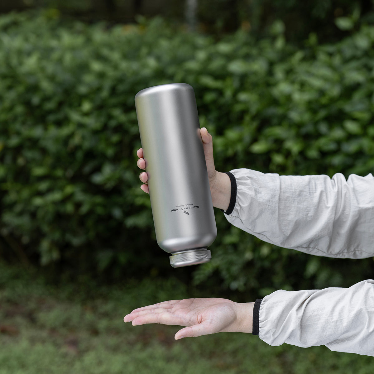 Boundless Voyage 1500ml Titanium Water Bottle – Lightweight Leak-Proof 1.5L Bottle with 2 Lids for Camping, Hiking, Travel & Gym
