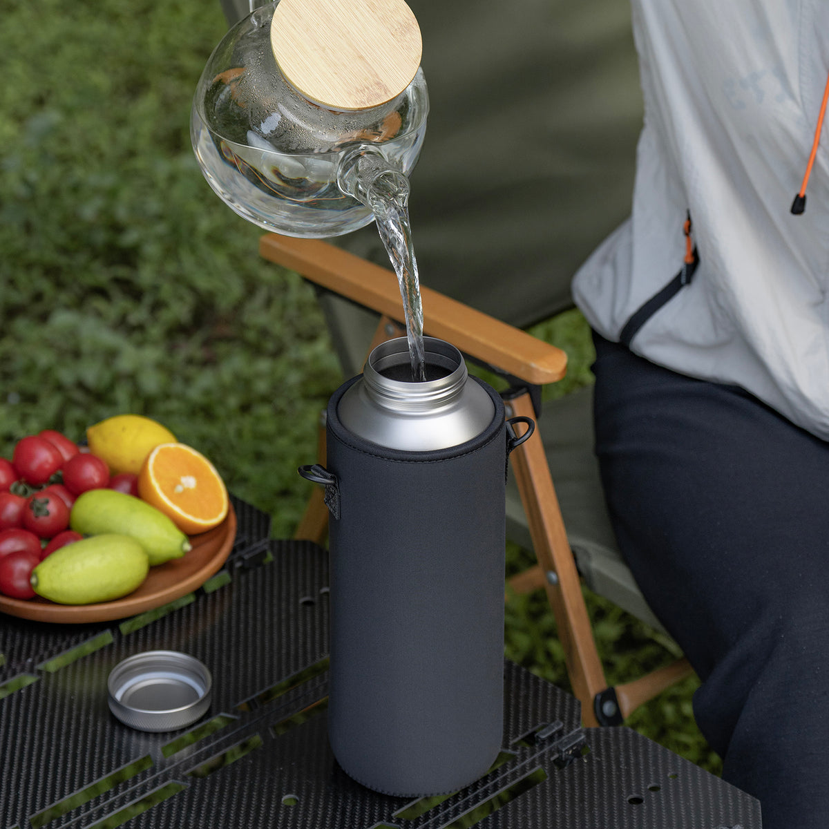 Boundless Voyage 1500ml Titanium Water Bottle – Lightweight Leak-Proof 1.5L Bottle with 2 Lids for Camping, Hiking, Travel & Gym