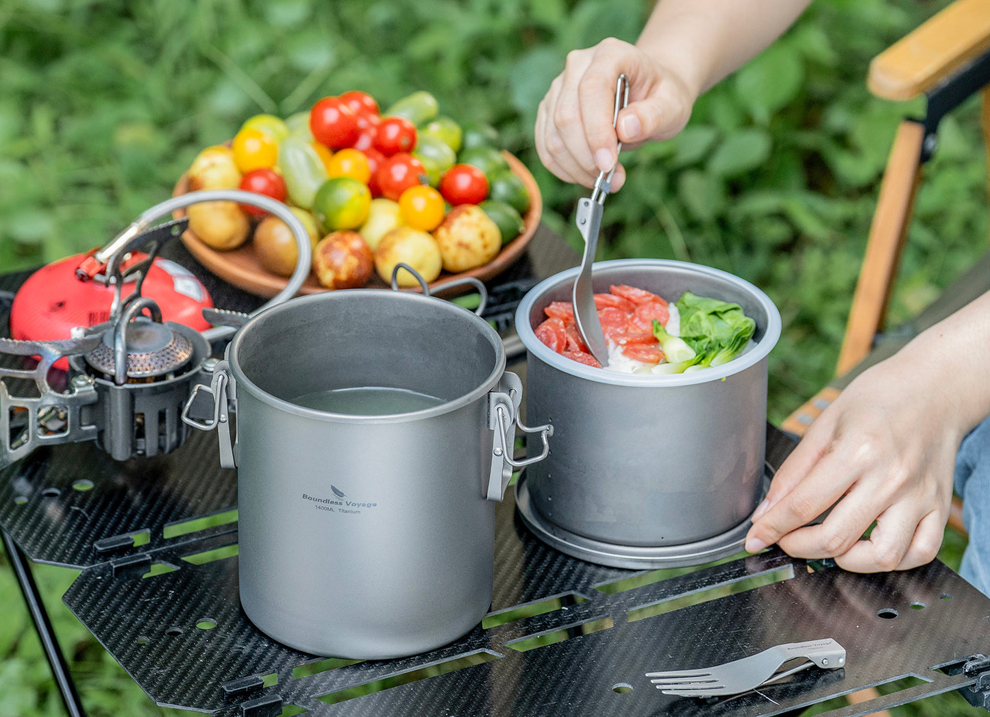 Boundless Voyage Titanium Rice Cooker Pot Ultralight Camping Cookware for Hiking & Travel