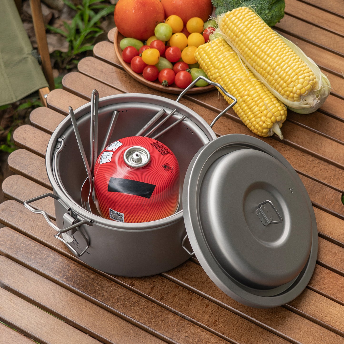 Boundless Voyage Titanium Camping Pot 3.2L  Ultralight Multifunctional Rice Cooker with Perforated Inner Liner for Hiking  Travel