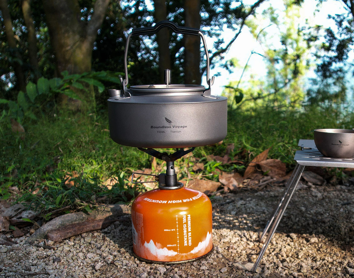 Boundless Voyage 700ml Titanium Camping Kettle – Ultralight Teapot with Folding Handle for Outdoor Cooking & Boiling Water