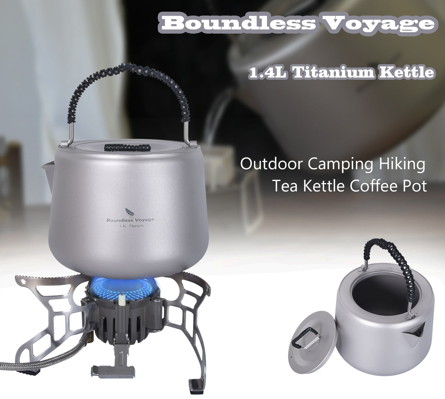 Boundless Voyage 1.4L Ultralight Titanium Kettle with Filter | Anti-Scald Handle & Lid | Perfect for Camping, Hiking, Tea & Coffee