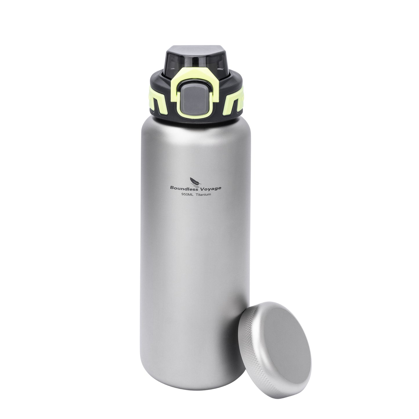 Boundless Voyage 950ml Titanium Water Bottle with Lids – TA1 Ultralight Wide Mouth Canteen for Hiking, Camping & Travel