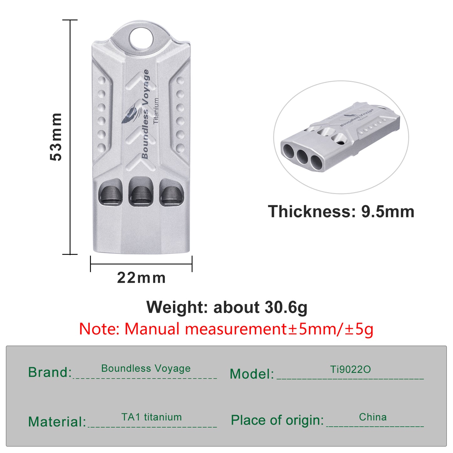 Boundless Voyage Titanium Emergency Whistle – Loud Safety Whistle with Lanyard for Camping, Hiking, Sports & EDC