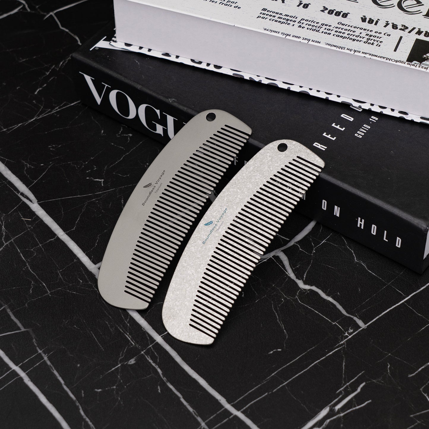 Boundless Voyage Titanium Crescent Comb – Hair & Beard Grooming Comb for Travel, EDC & Everyday Use
