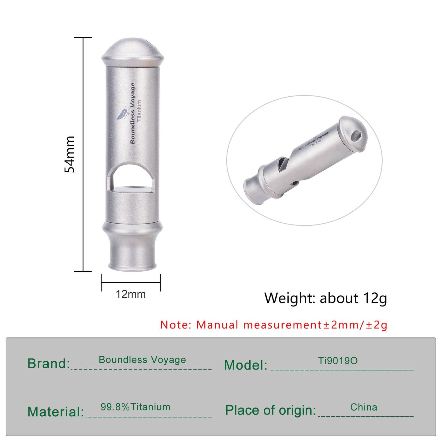 Boundless Voyage Titanium Emergency Signal Whistle – Loud Safety Whistle for Camping, Hiking, Training & Outdoor Use