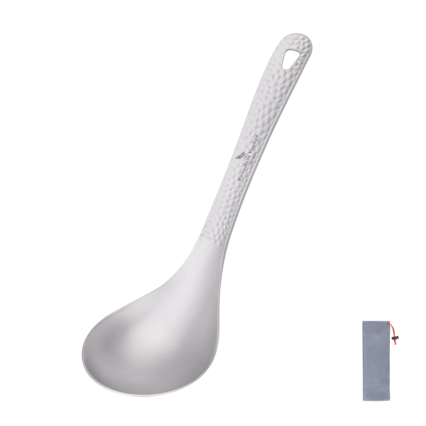 Boundless Voyage Titanium Soup Ladle 21.5cm – Large Hanging Cooking Spoon for Camping, Outdoor Kitchen & Food Serving