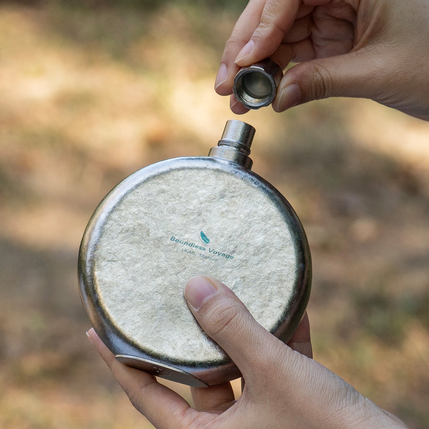 Boundless Voyage 180ml Crystallized Titanium Hip Flask | Luxury Ice-Texture Round Whiskey Bottle with Funnel | Ultralight & Non-Toxic Liquor Flagon for Gifting, EDC & Travel