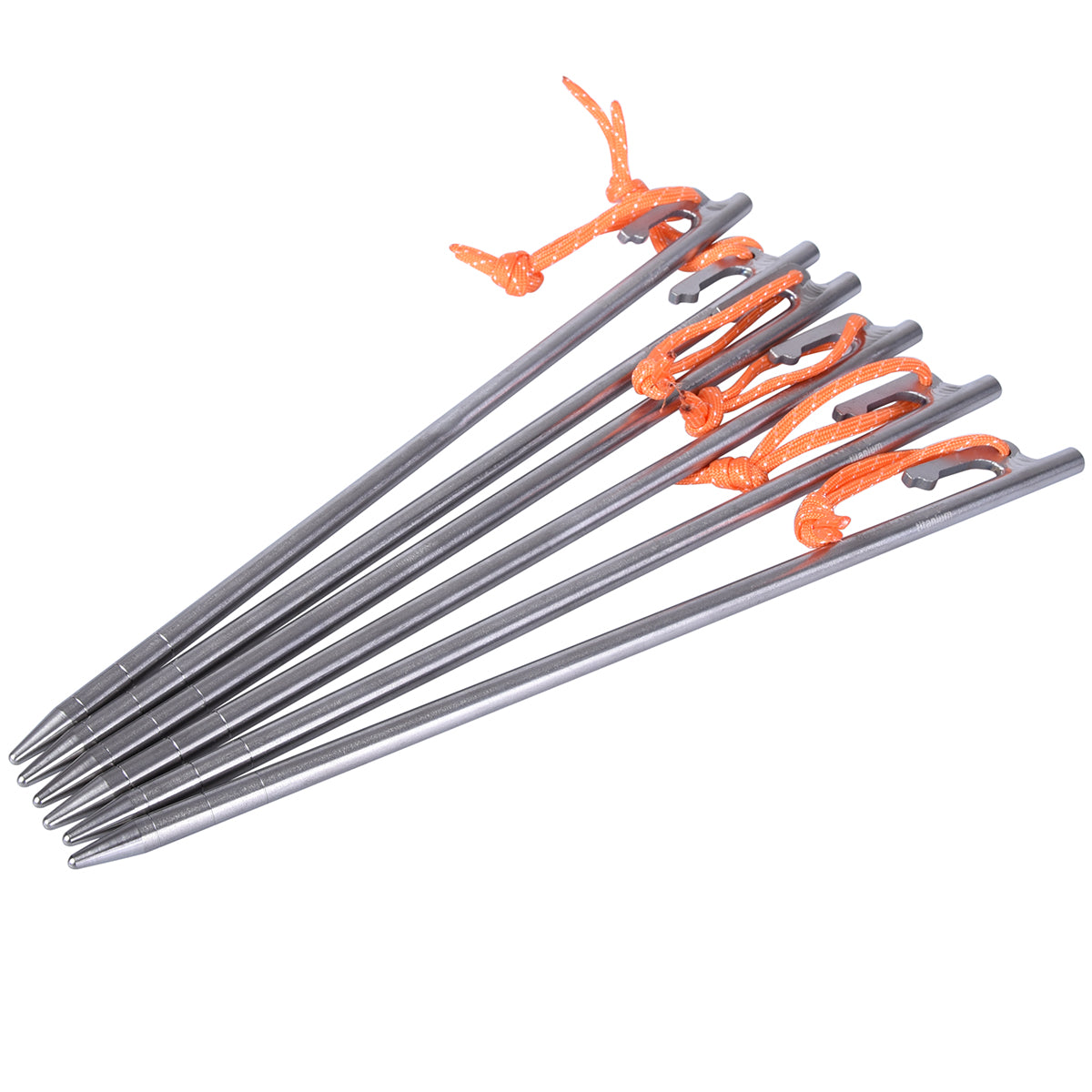 Boundless Voyage Titanium Alloy Tent Stakes (6pcs) – Ultralight Pegs 20/24/30/35/40cm for Camping, Hiking & All-Terrain Shelter Setup