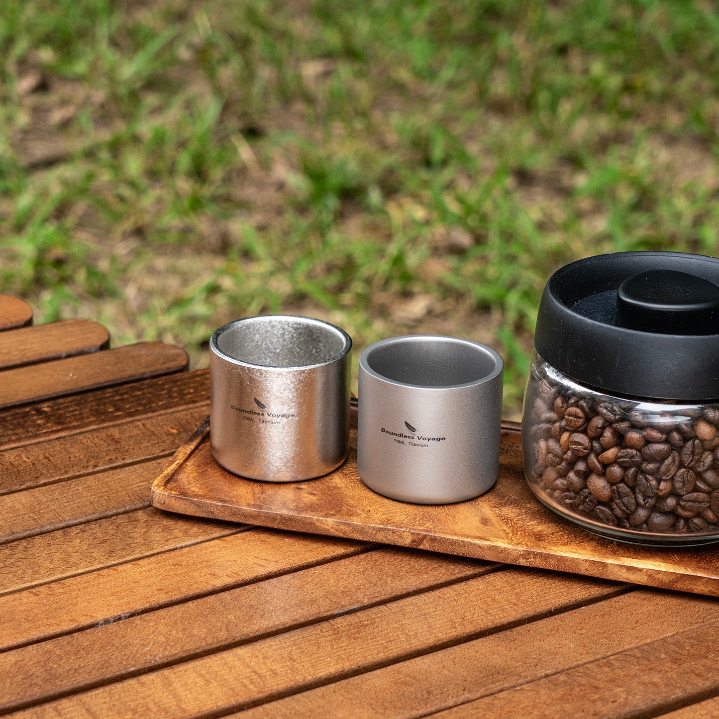 Boundless Voyage 75ml Titanium Double-Wall Mug – Ultralight Heat-Resistant Camping Cup with Storage Bag for Coffee & Tea