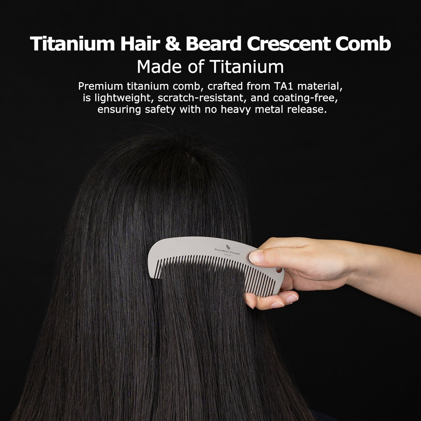 Boundless Voyage Titanium Crescent Comb – Hair & Beard Grooming Comb for Travel, EDC & Everyday Use