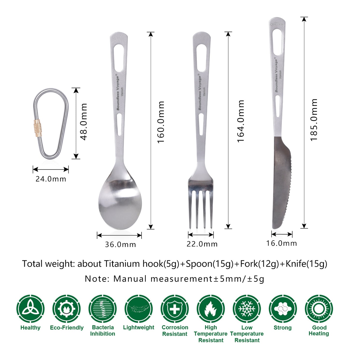 Boundless Voyage Titanium Cutlery Set spoon+fork+knife For Outdoor Camping Home Lightweight