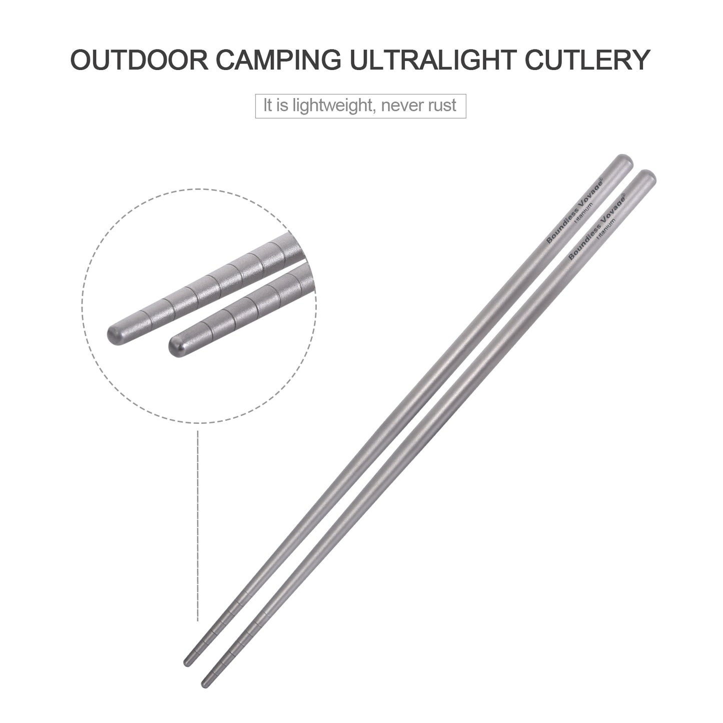 Boundless Voyage Titanium Round Chopsticks 23cm – Ultralight Reusable Eco-Friendly Cutlery for Home, Camping & Travel