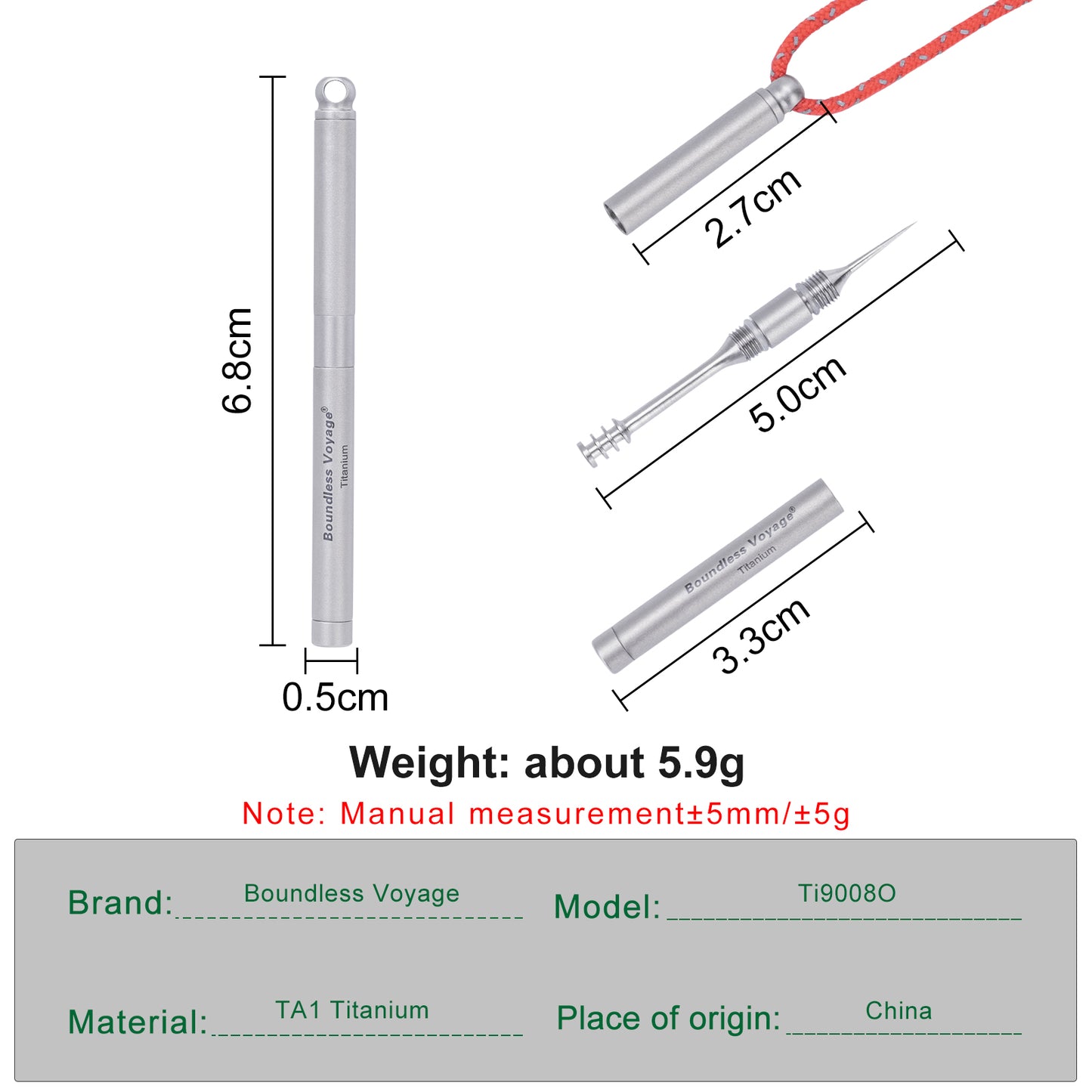 Boundless Voyage Titanium Toothpick Holder – Mini Portable EDC Toothpick Case & Multi-Use Tool for Travel & Outdoor