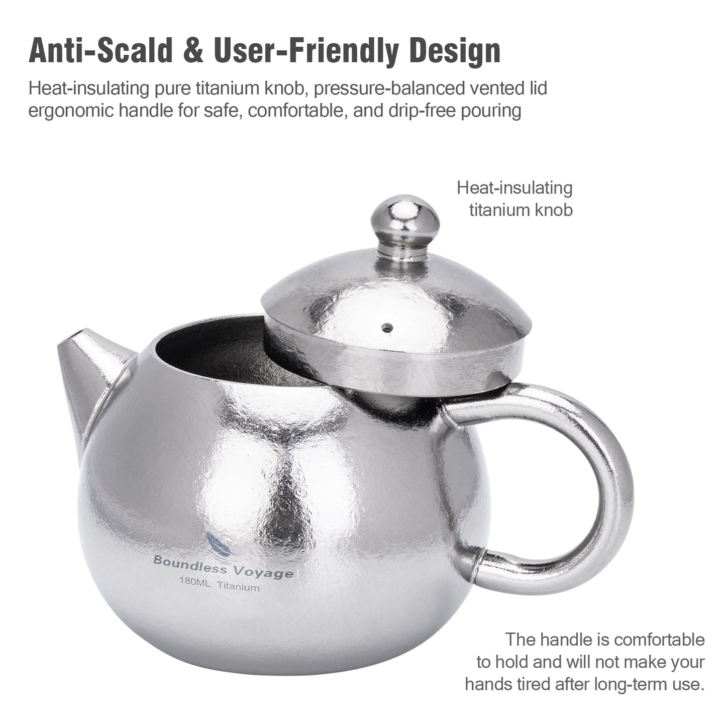 Boundless Voyage Titanium Teapot Set 180ml – Ultralight Tea Set with 3  30ml Cups for Camping, Travel & Home Tea Brewing