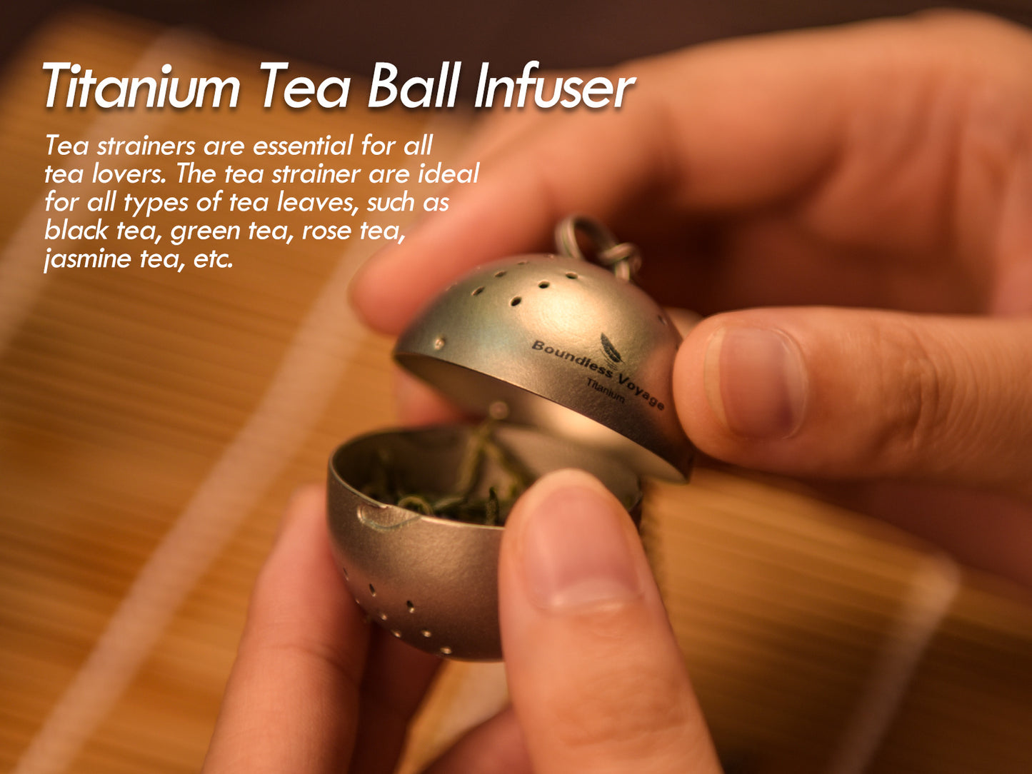 Boundless Voyage 10g Ultralight Titanium Tea Ball Infuser | Extra Fine Mesh Tea Steeper with Extended Chain | Rust-Proof Portable Filter for Loose Leaf Tea