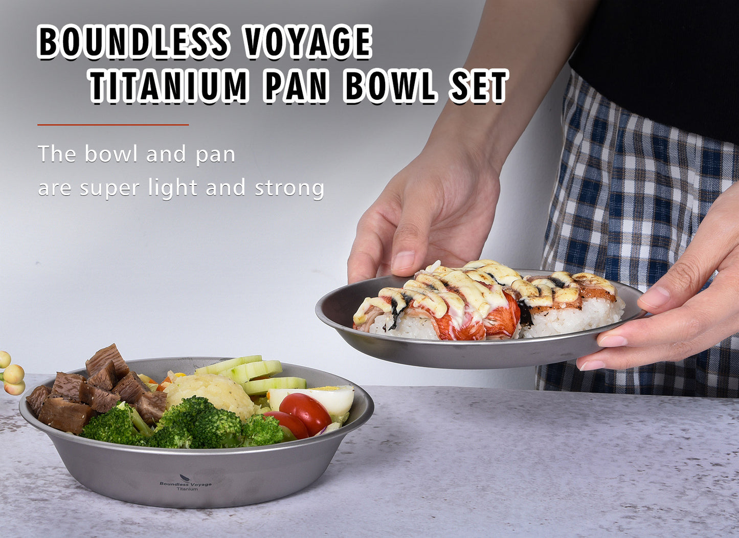 Boundless Voyage Titanium Pan Bowl Set with Carry Bag – Ultralight Camping Dish & Bowl Tableware for Backpacking, Hiking & Travel