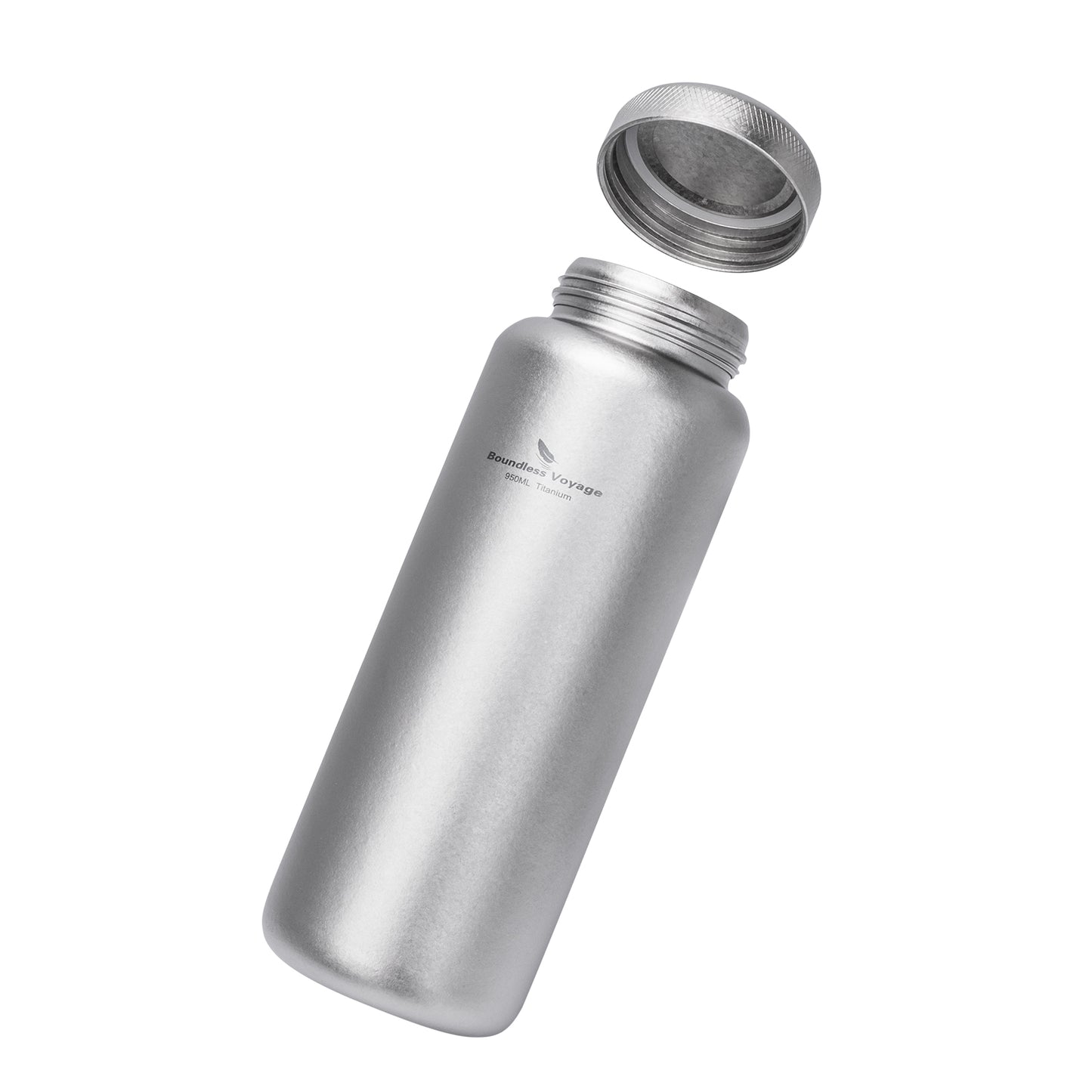 Boundless Voyage 950ml Titanium Water Bottle with Lids – TA1 Ultralight Wide Mouth Canteen for Hiking, Camping & Travel