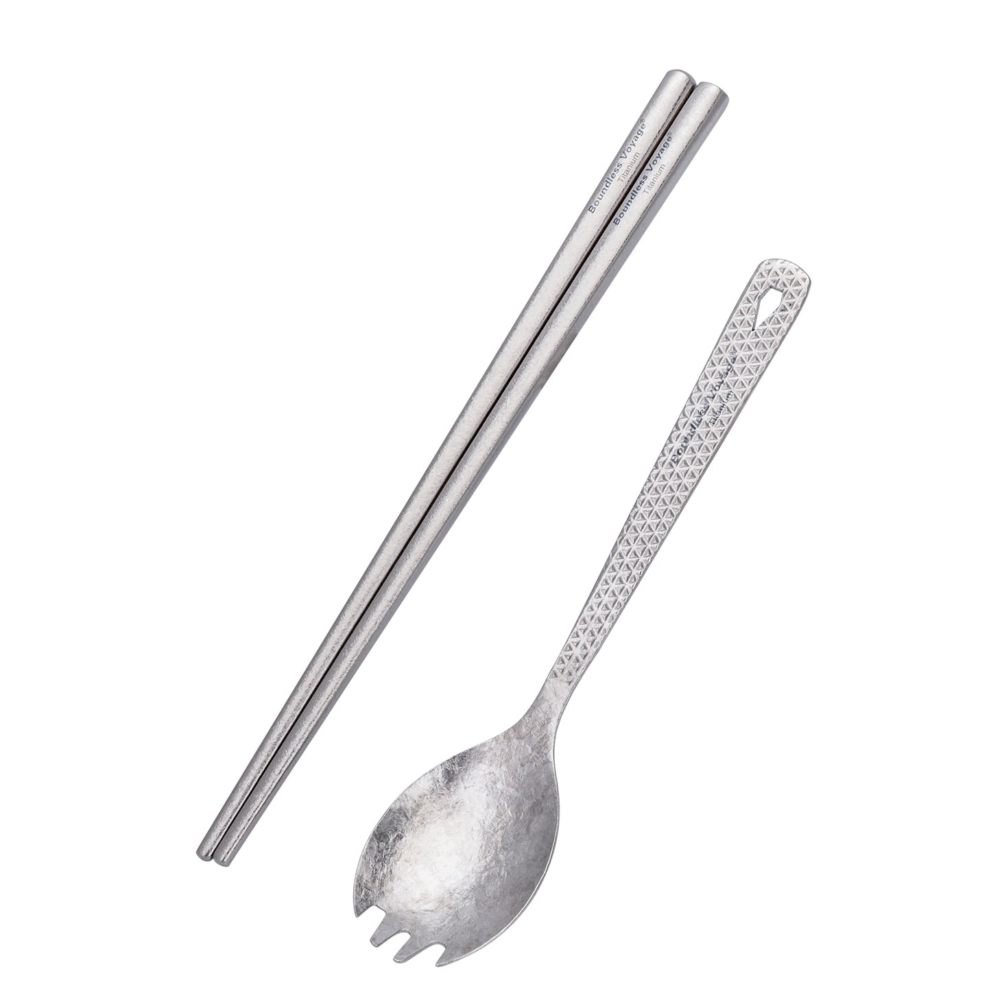 Boundless Voyage Titanium Chopsticks & Spork Set | Ultralight 2-in-1 Camping Cutlery | Non-Coated & Dishwasher Safe