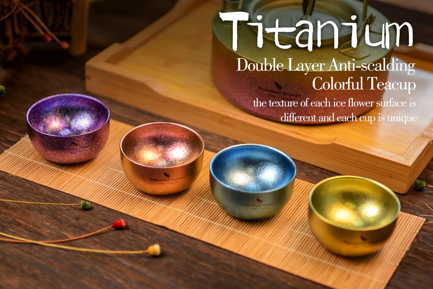 Boundless Voyage 50ml Double-Wall Titanium Cup – Colorful Insulated Espresso & Tea Shot Cup, Ultralight TA1 Titanium Mini Mug for Camping, Whiskey & Travel