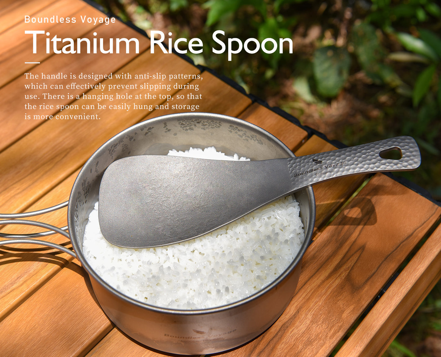 Boundless Voyage Titanium Rice Spoon Pure Titanium Thickened Rice Paddle for Camping, Outdoor Cooking & Home Kitchen