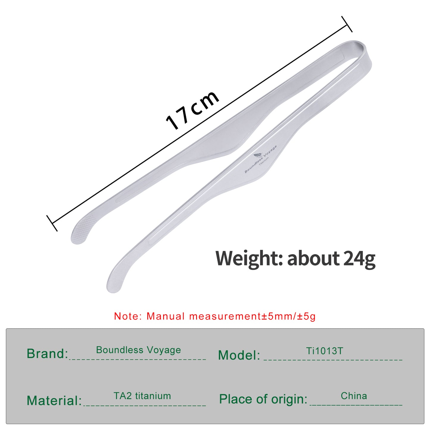 Boundless Voyage Titanium Tongs 17cm – Ultralight Anti-Scald Tweezers for BBQ, Cooking, Tea & Outdoor Use