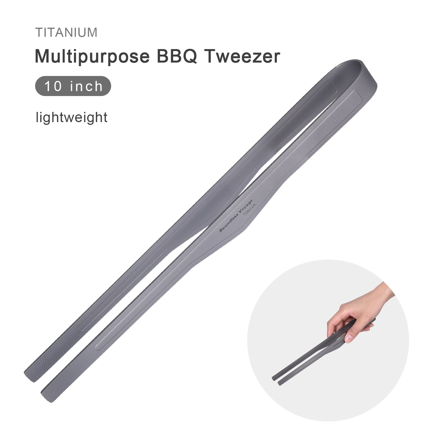 Boundless Voyage 10 inch Titanium Multipurpose BBQ Tweezer Food Long Tongs Steak Clip Fire Poker