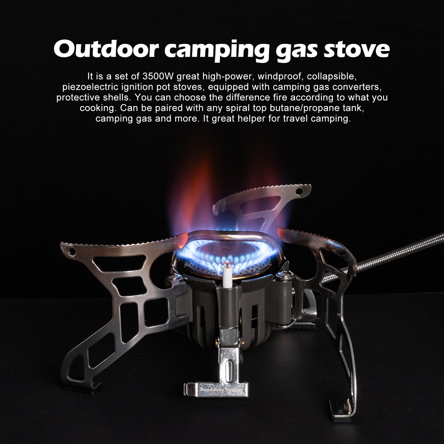 Boundless Voyage Portable Camping Stove BVS02 – 3500W High-Power Foldable Gas Stove, Compact & Stable Outdoor Cooking Burner