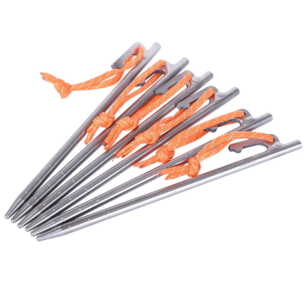 Boundless Voyage Titanium Alloy Tent Stakes (6pcs) – Ultralight Pegs 20/24/30/35/40cm for Camping, Hiking & All-Terrain Shelter Setup