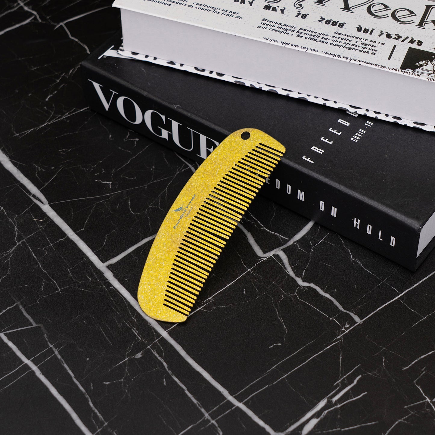 Boundless Voyage Titanium Crescent Comb – Hair & Beard Grooming Comb for Travel, EDC & Everyday Use