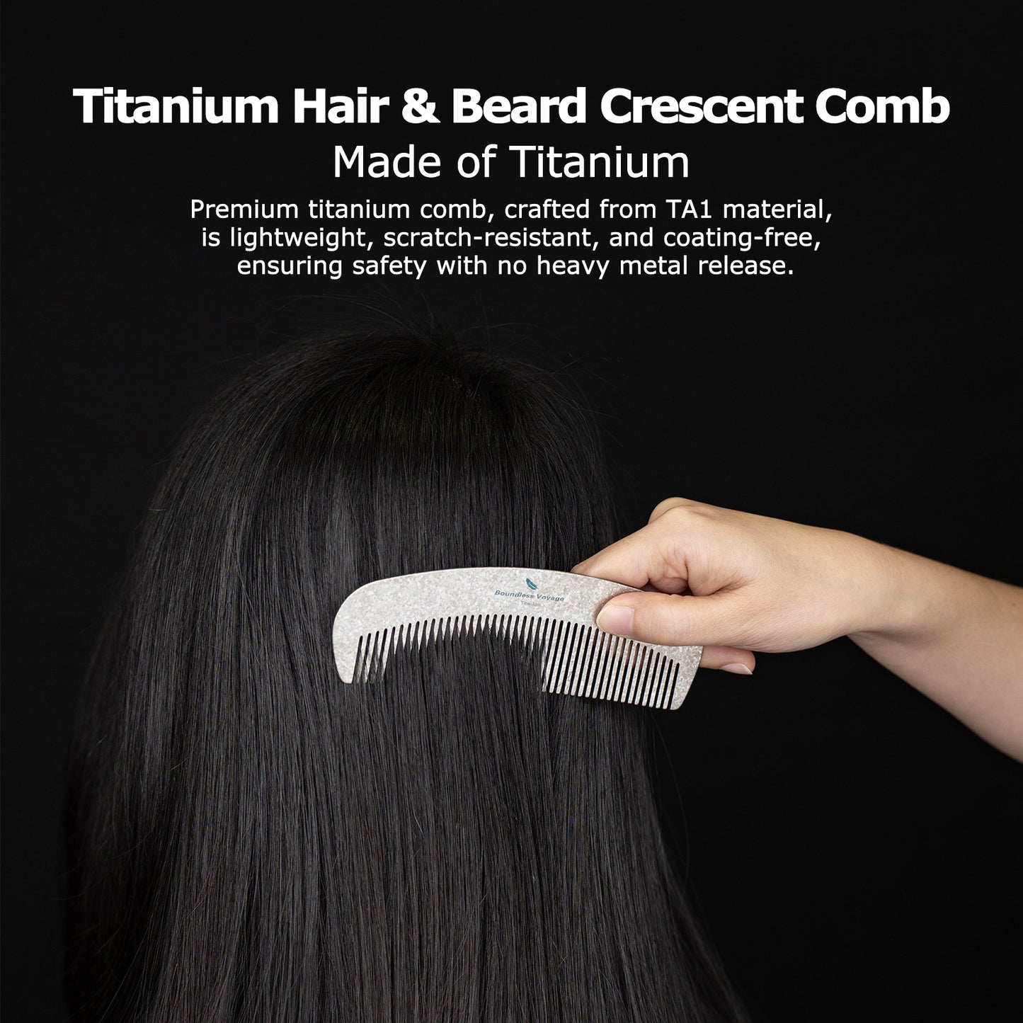 Boundless Voyage Titanium Crescent Hair & Beard Comb – Lightweight Unisex Grooming Tool for Home & Travel