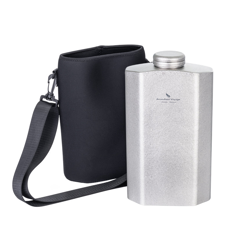 Boundless Voyage 2500ml Extra Large Titanium Water Bottle | 84oz Ultralight Expedition Canteen | Leakproof & Non-Toxic Huge Sports Flask for Camping, Survival & Group Hiking