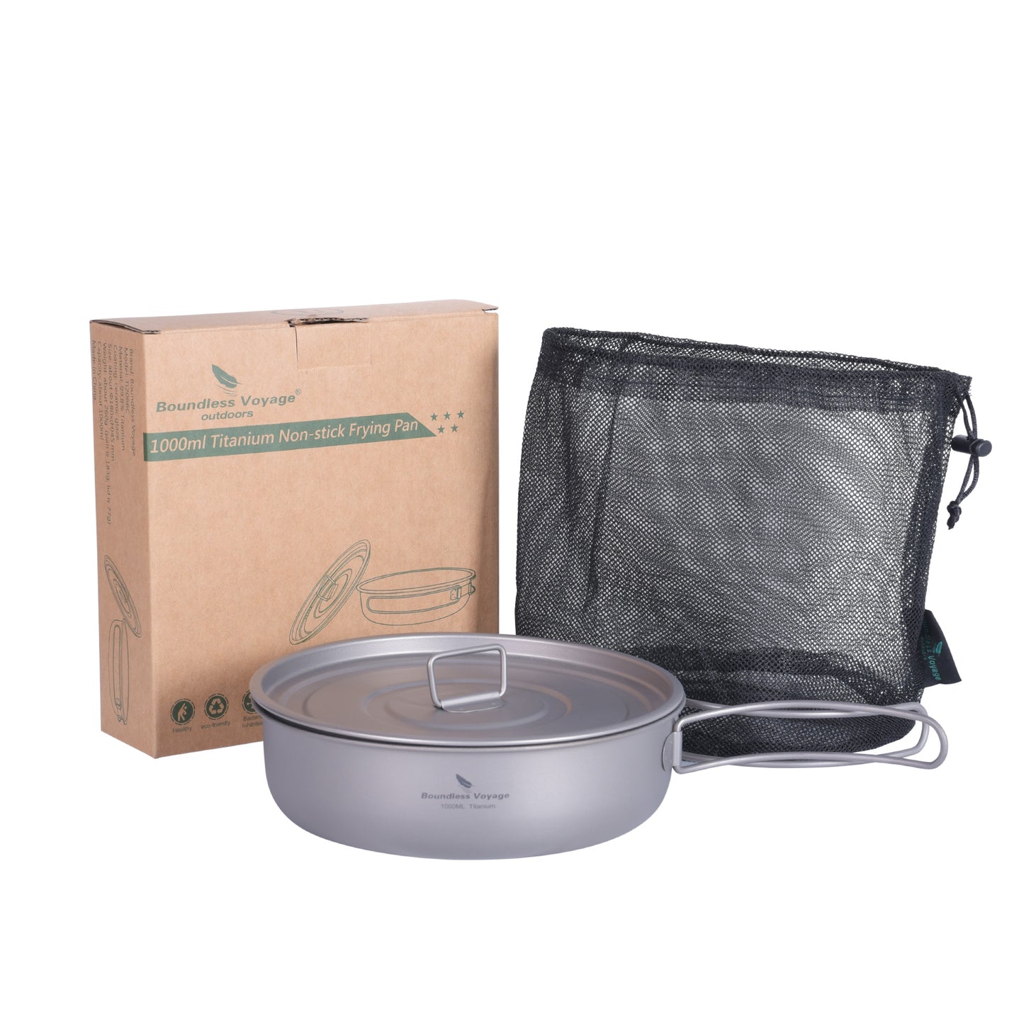 Boundless Voyage 8" Titanium Non-Stick Frying Pan with Lid – Ultralight Camping Skillet with Ceramic Coating for Outdoor Cooking & Home Kitchen