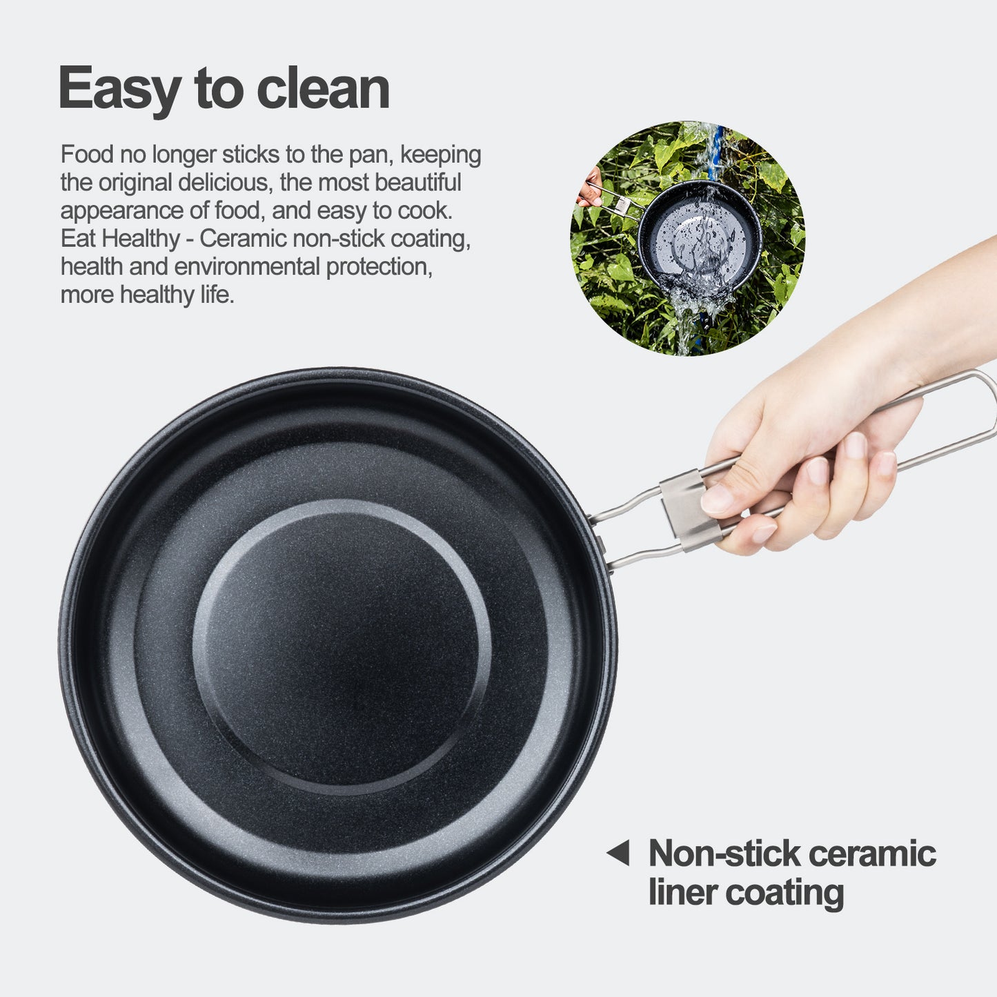 Boundless Voyage Titanium Non-Stick Frying Pan – Ultralight Camping Skillet with Folding Handle