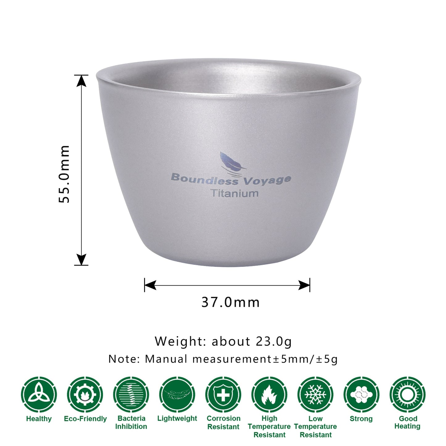 Boundless Voyage 40ml Double-Wall Titanium Sake Cup – Ultralight Insulated Shot Mug, TA1 Titanium Mini Cup for Whiskey, Tea & Outdoor Camping